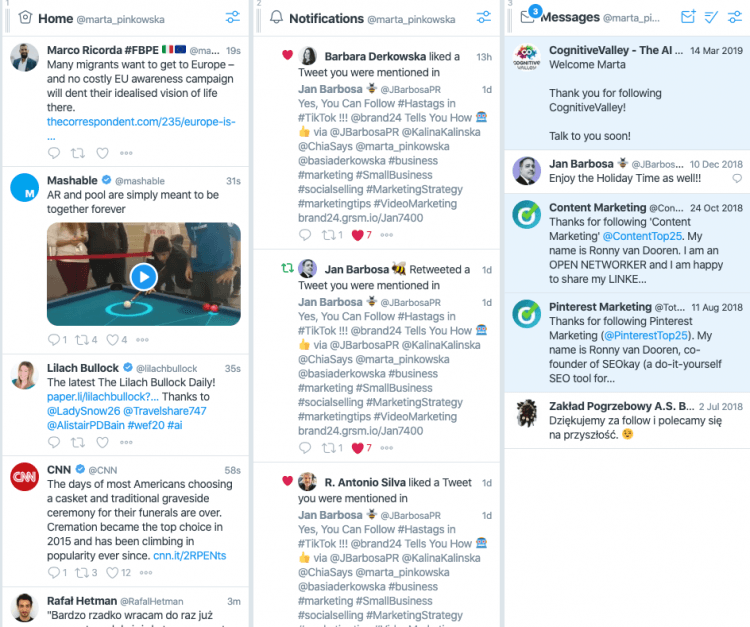 صفحه چاپی از Tweetdeck ، یک ابزار نظارت بر رسانه ها