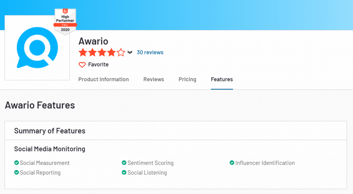  ویژگی های Awario در G2 