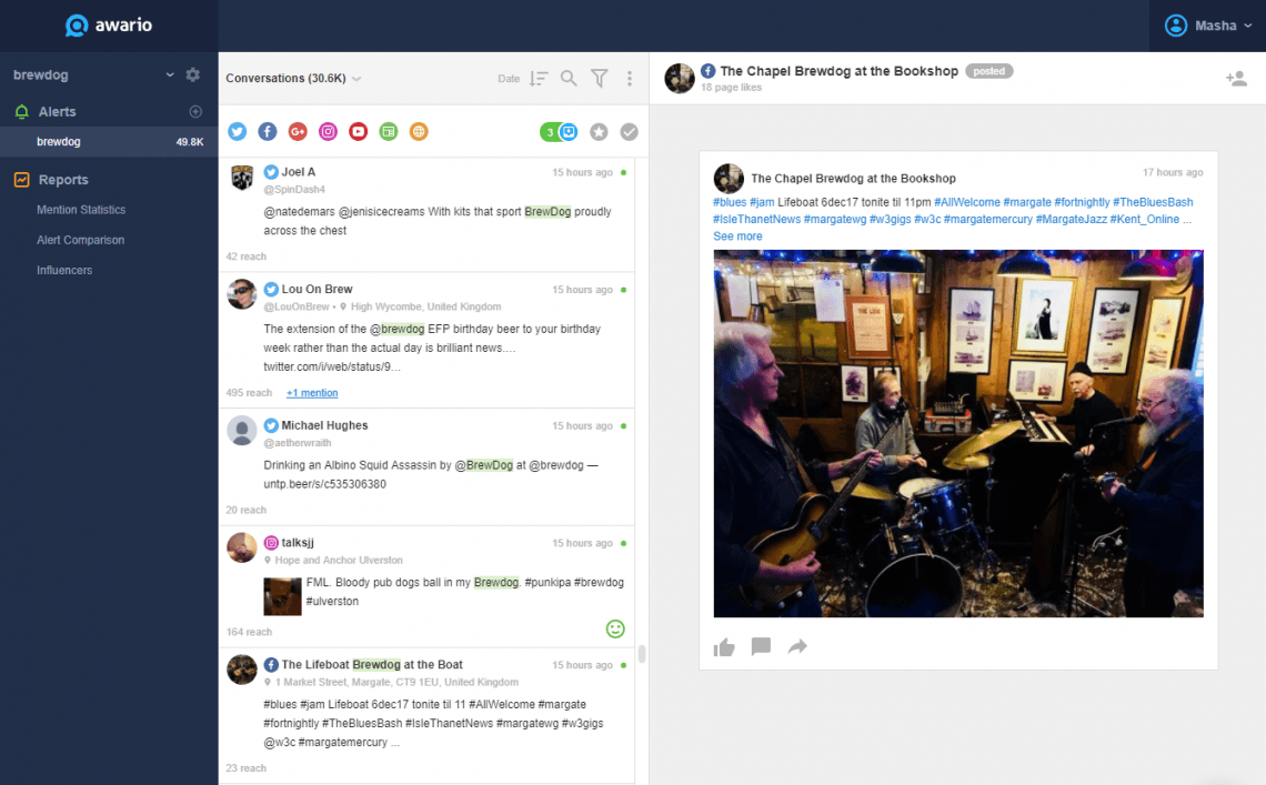  تصویر صفحه نمایش داشبورد Awario 