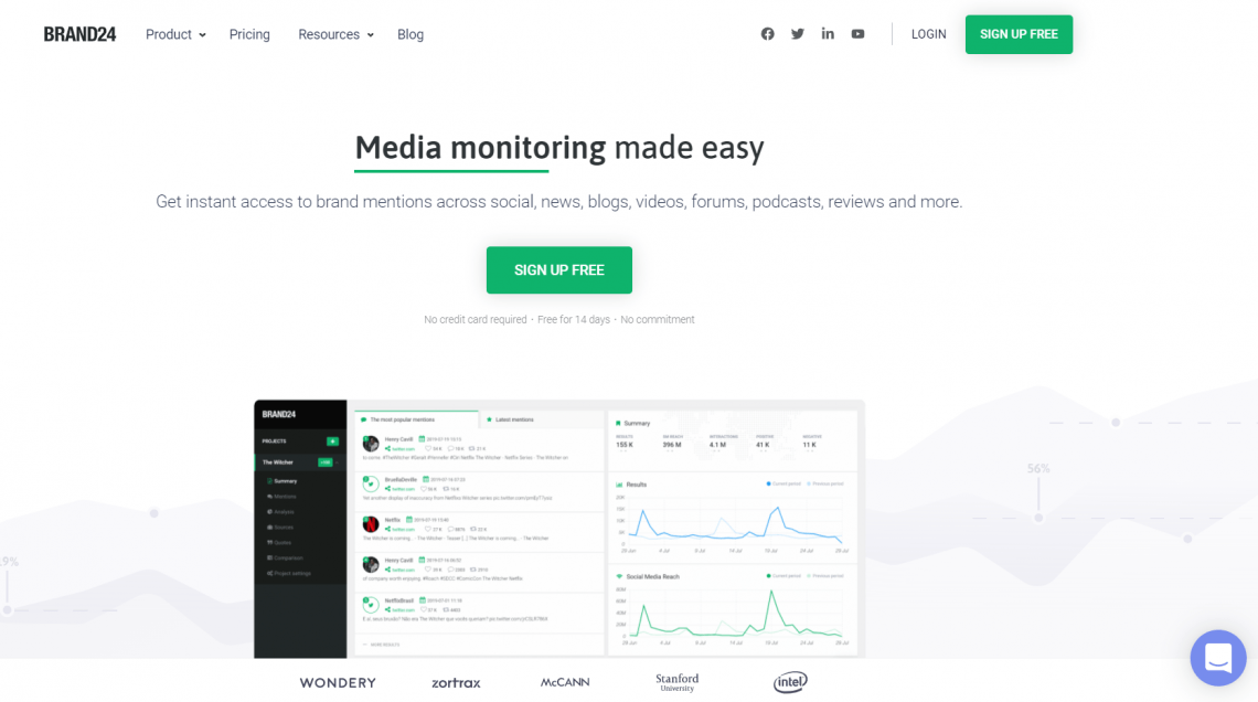  عکس صفحه وب سایت Brand24 