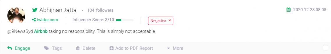 تصویری از صفحه نمایش حاکی از ذکر منفی است 