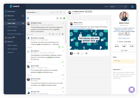  تصویری از Awario که ردیابی هشتگ را نشان می دهد 