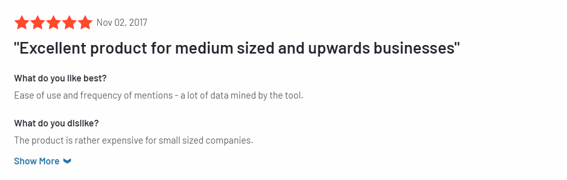 تصویری از G2 که حاوی بازبینی در Mediatoolkit است "class =" wp-image-149602 lazy "data-srcset =" https://brand24.com/blog/wp-content/uploads/2021/05/Mediatoolkit- review-min.png 1118w، https://brand24.com/blog/wp-content/uploads/2021/05/Mediatoolkit-review-min-300x96.png 300w "data-size =" (حداکثر عرض: 1118px) 100vw ، 1118px