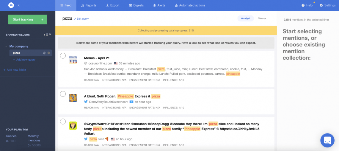  یک عکس صفحه نمایش که داشبورد Mediatoolkit 